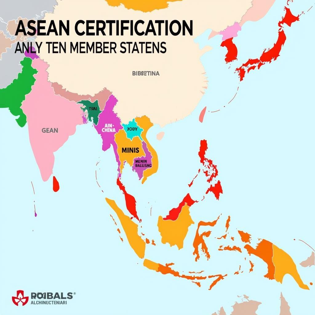 Map of ASEAN countries with certification marks