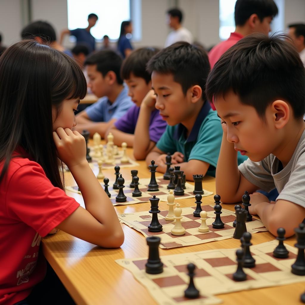 Young chess players focused during the ASEAN Chess Championships 2016