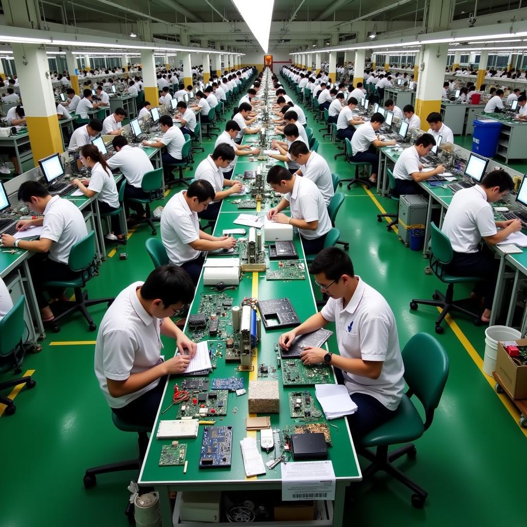 Electronics factory in Chungli, Taiwan, supplying components to ASEAN markets