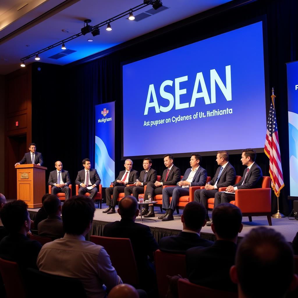 Experts discussing ASEAN-US relations at a panel discussion