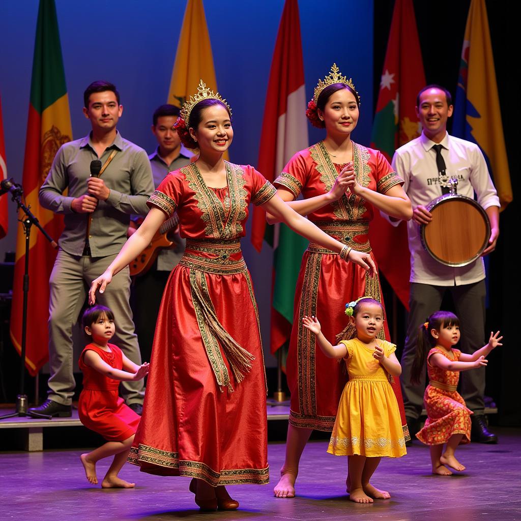 ASEAN and Romanian flags waving together