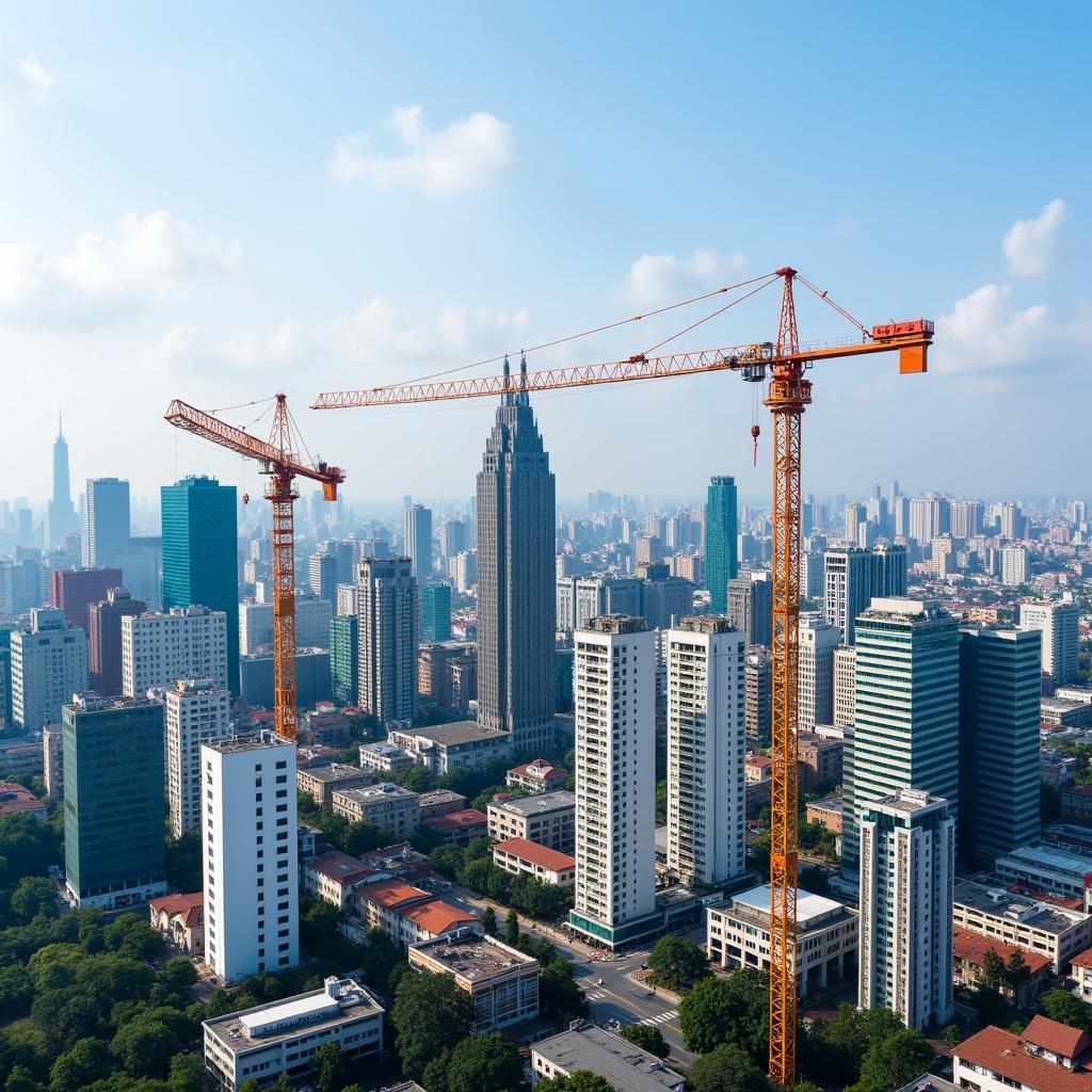 Construction Cranes in ASEAN Cityscape