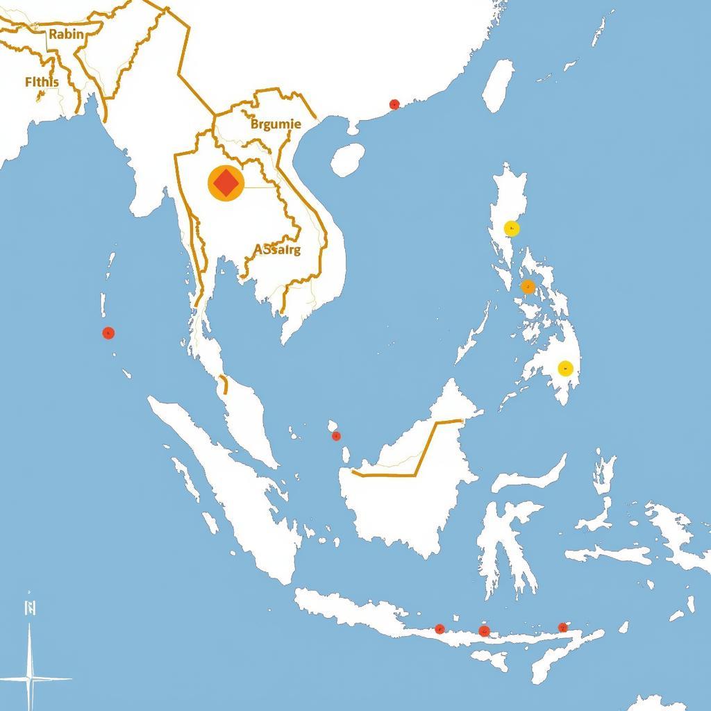 Map of ASEAN countries and disaster-prone areas