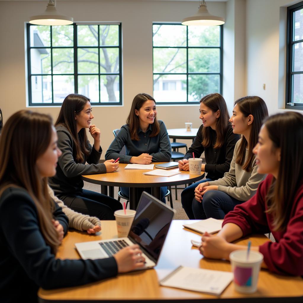 Students from different Southeast Asian countries socializing in the common area