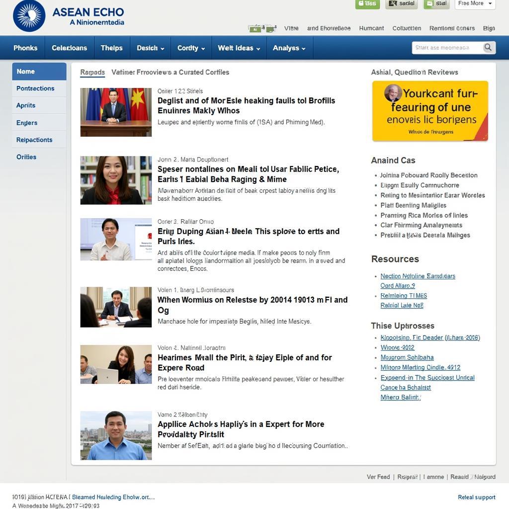 Website homepage of ASEAN Echo