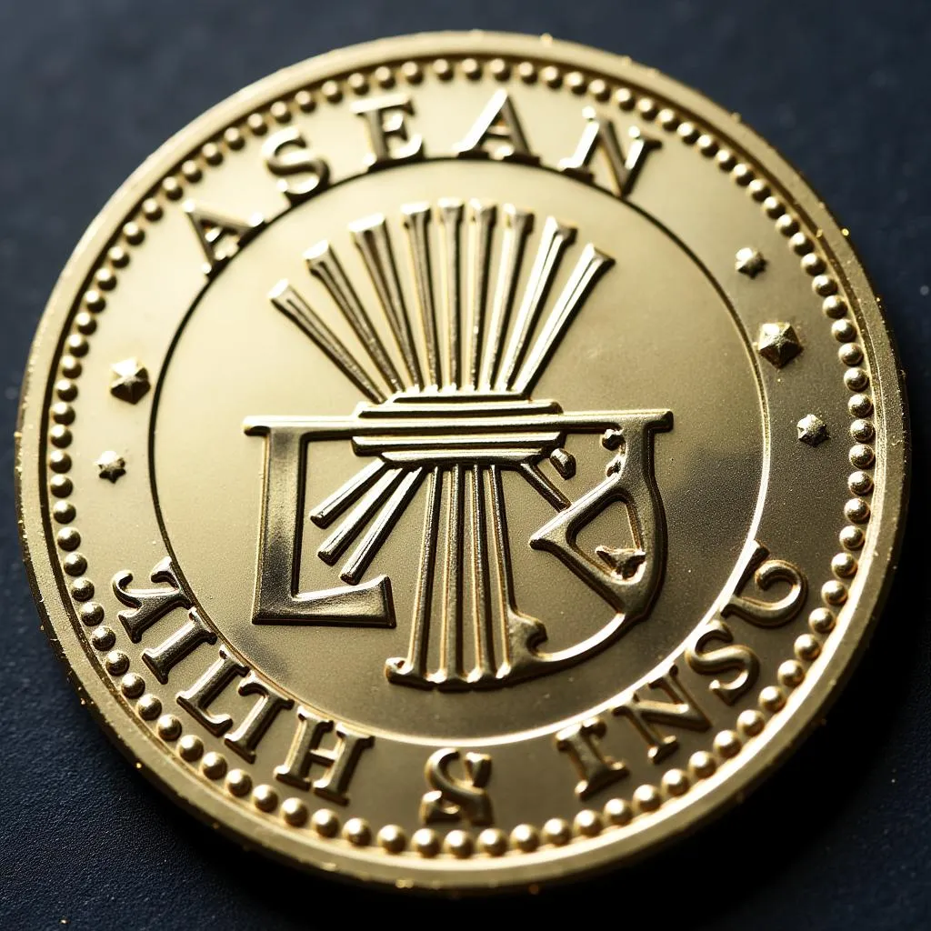 Close-up view of the 2019 ASEAN Enhanced Reverse Proof Coin, highlighting its intricate design and craftsmanship