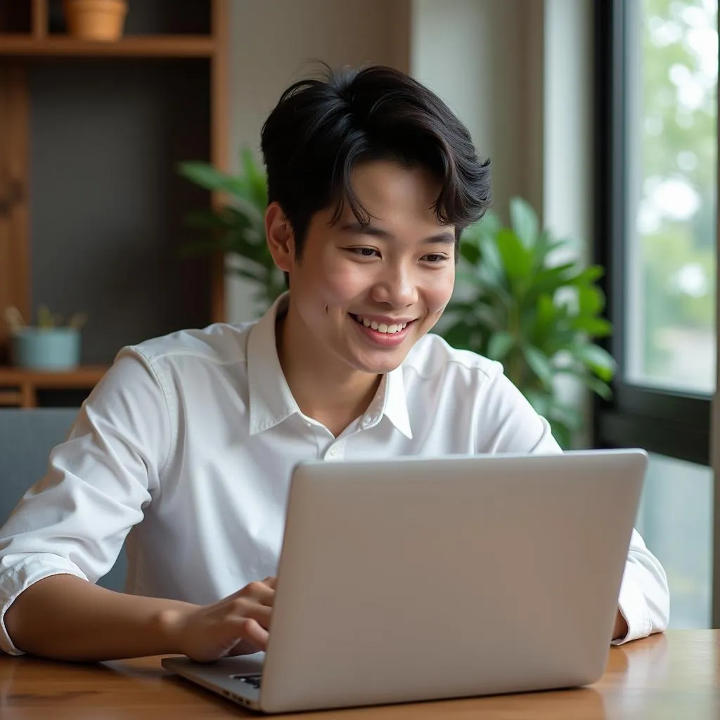 ASEAN Entrepreneur Working on Laptop