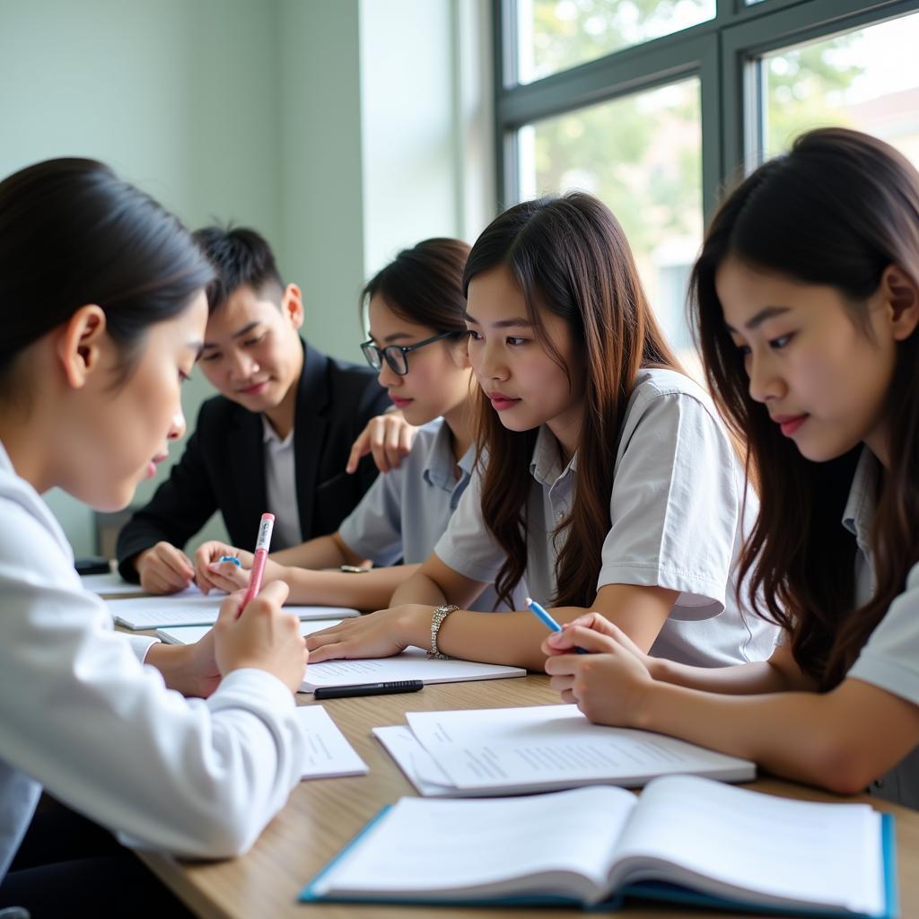 Students studying for the ASEAN Examen Licenta