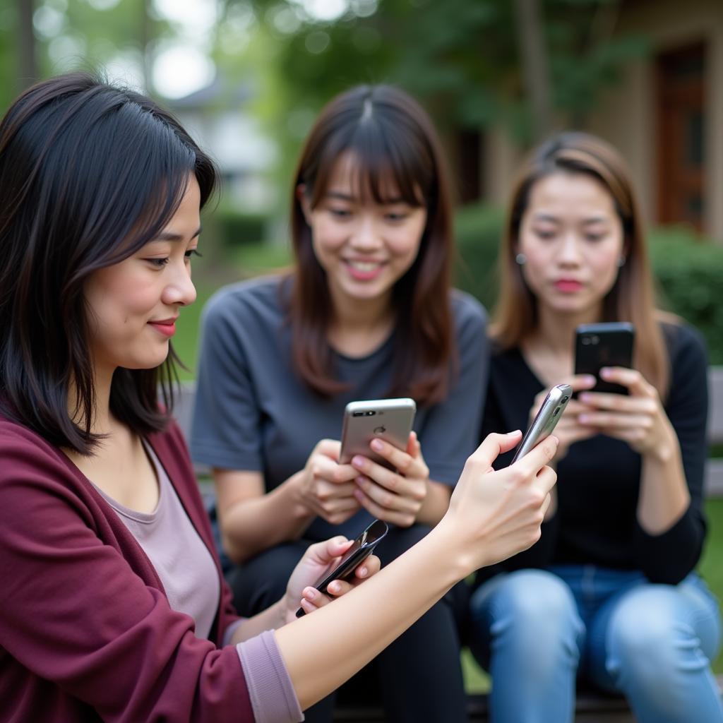 A group of people using fintech applications on their smartphones