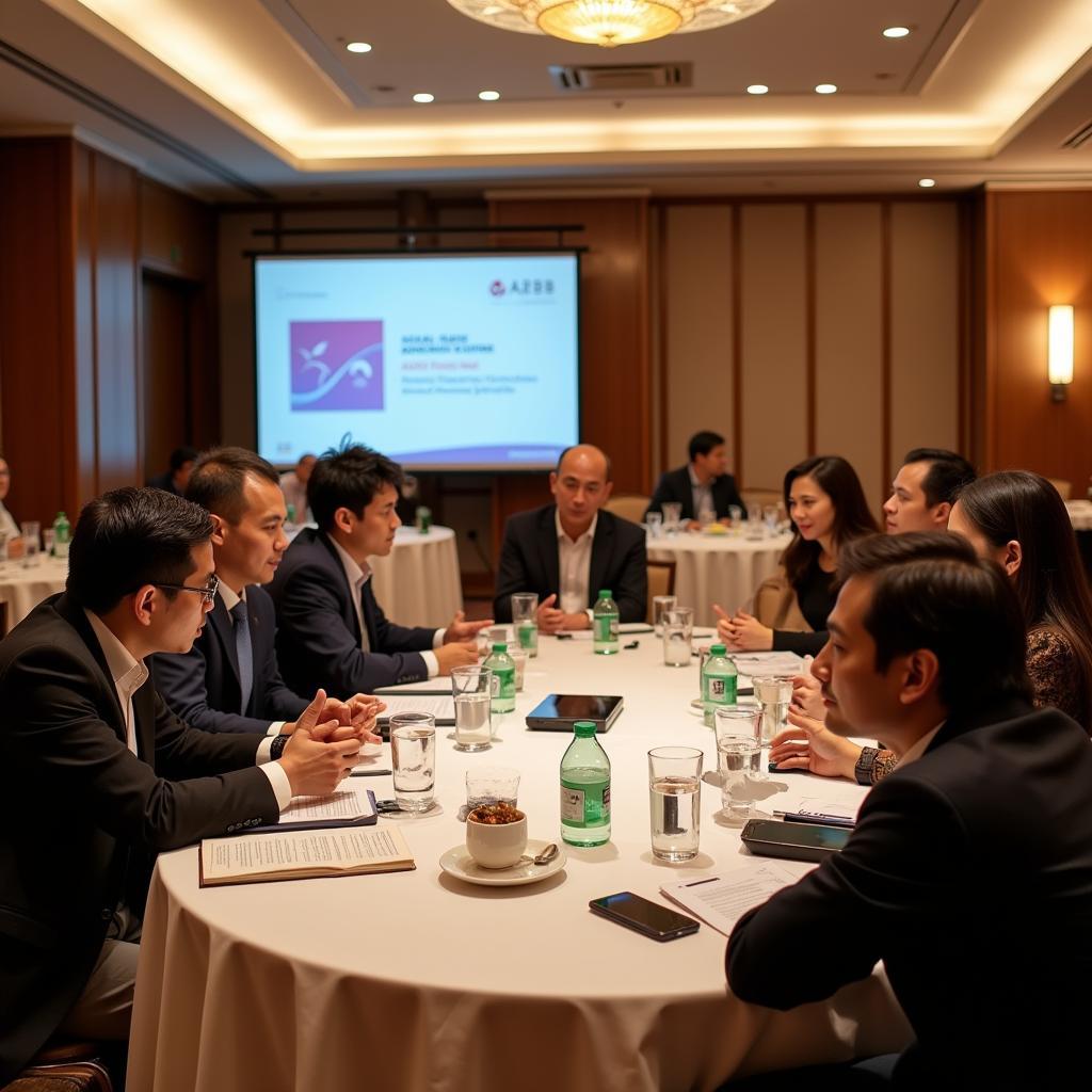 Representatives from ASEAN member states discussing fintech regulations at a roundtable discussion