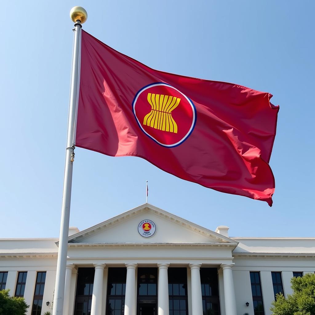 The ASEAN flag flying proudly at the Secretariat building