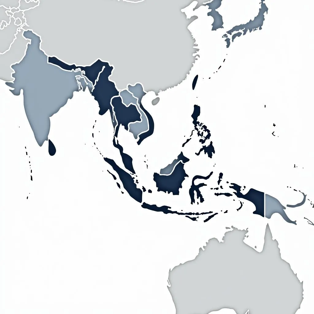 ASEAN flags on world map