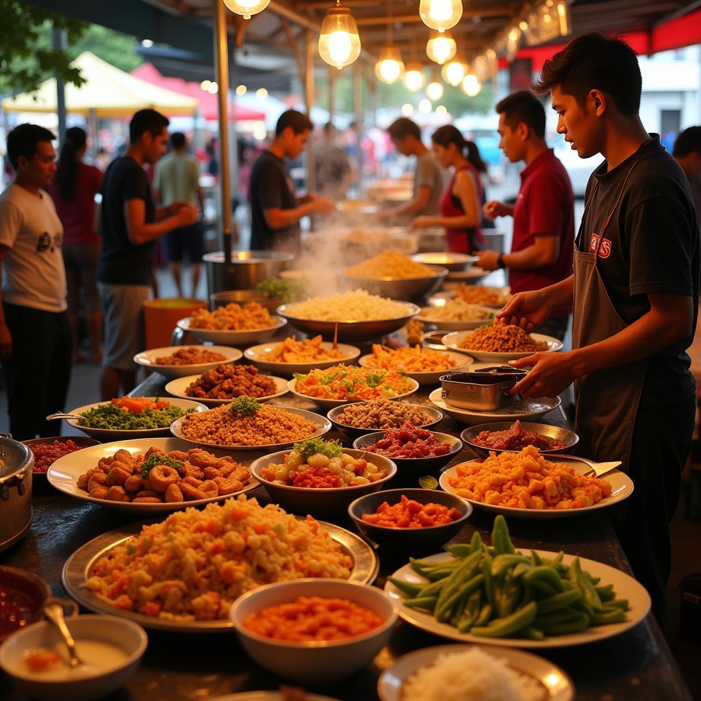  A bustling ASEAN food festival showcasing a variety of cuisines