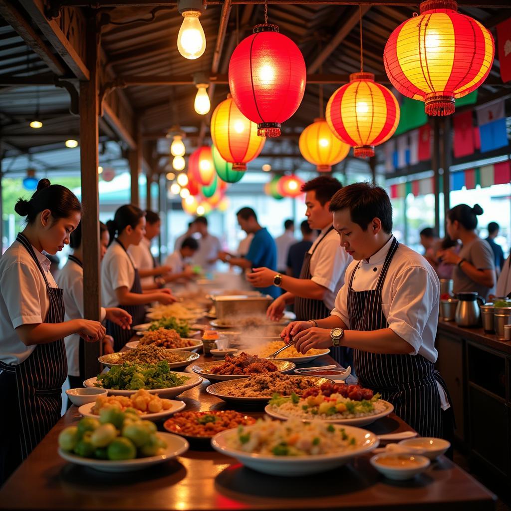 A vibrant array of food stalls at the ASEAN tents event in Augusta, GA