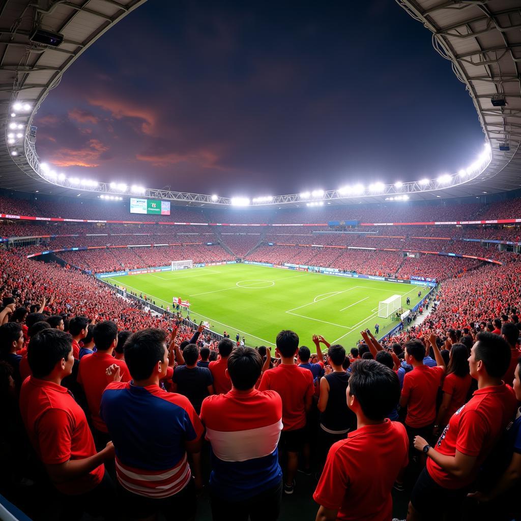 Southeast Asian football fans cheering passionately