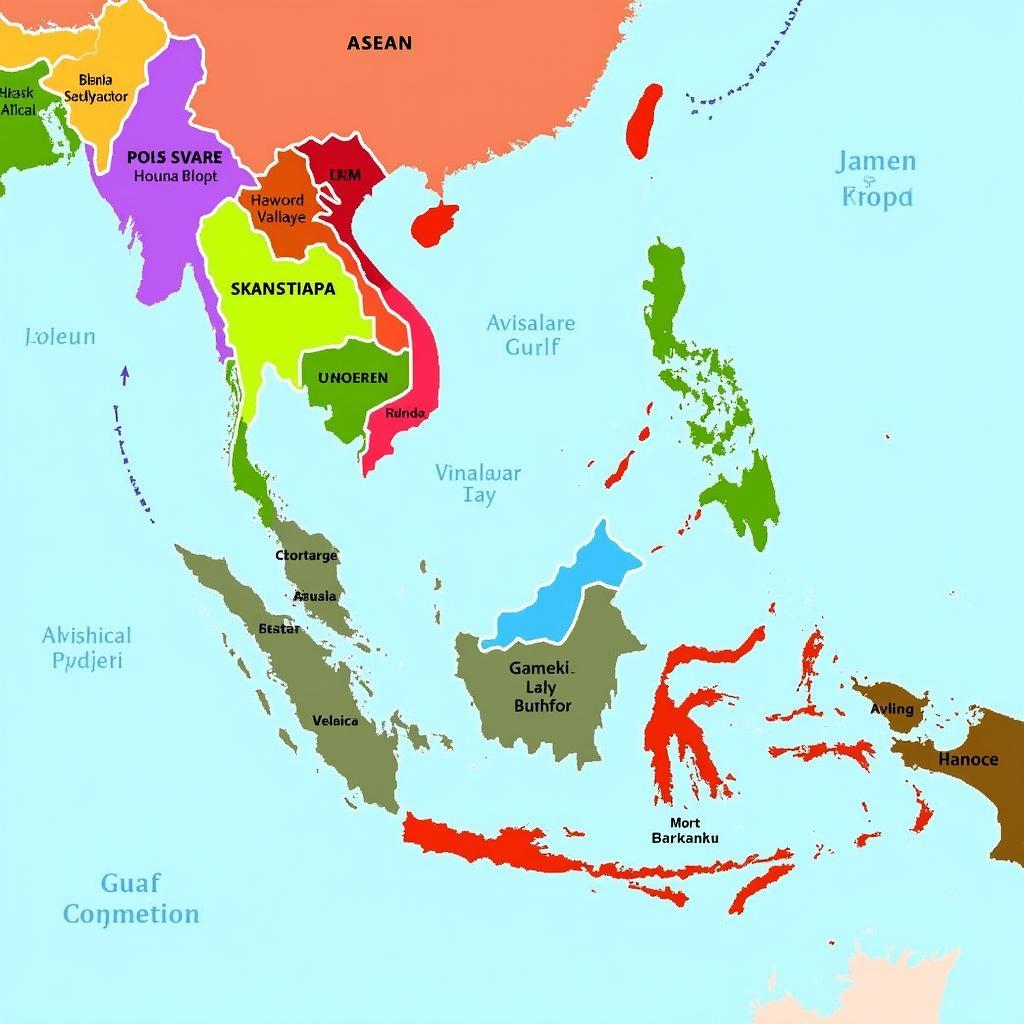 Map highlighting ASEAN and Gulf countries