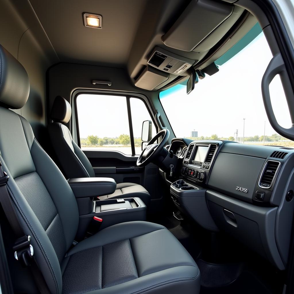 Modern and comfortable interior of an ASEAN HD truck cabin