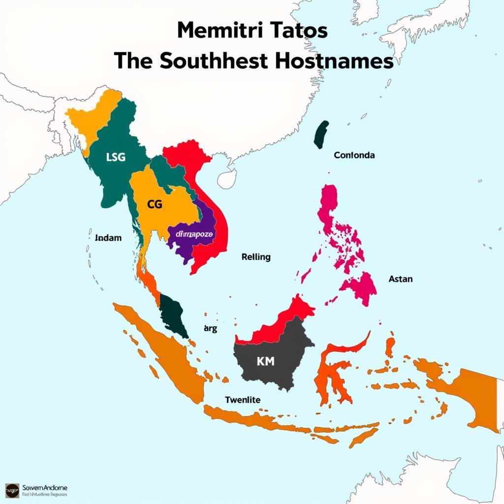 Map of ASEAN countries with hostname extensions