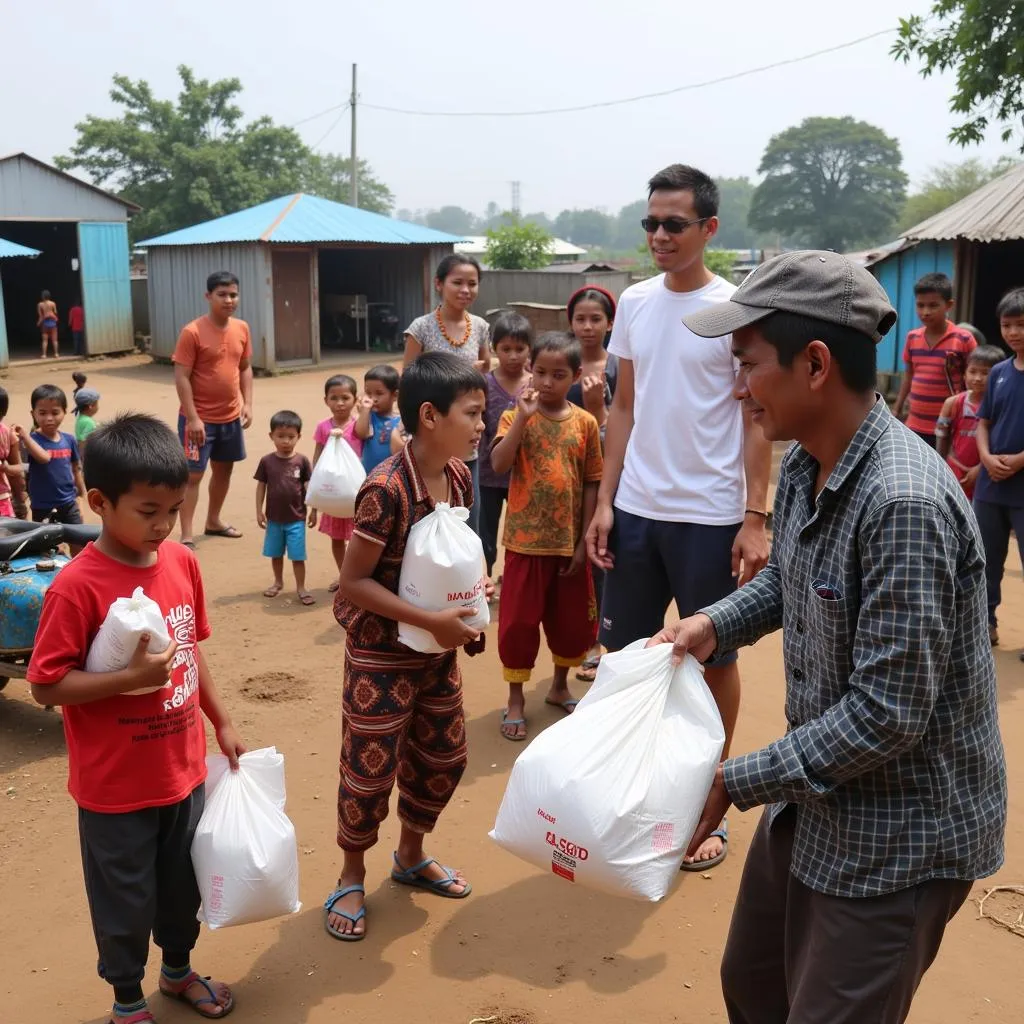 Distribution of humanitarian aid to Rohingya refugees