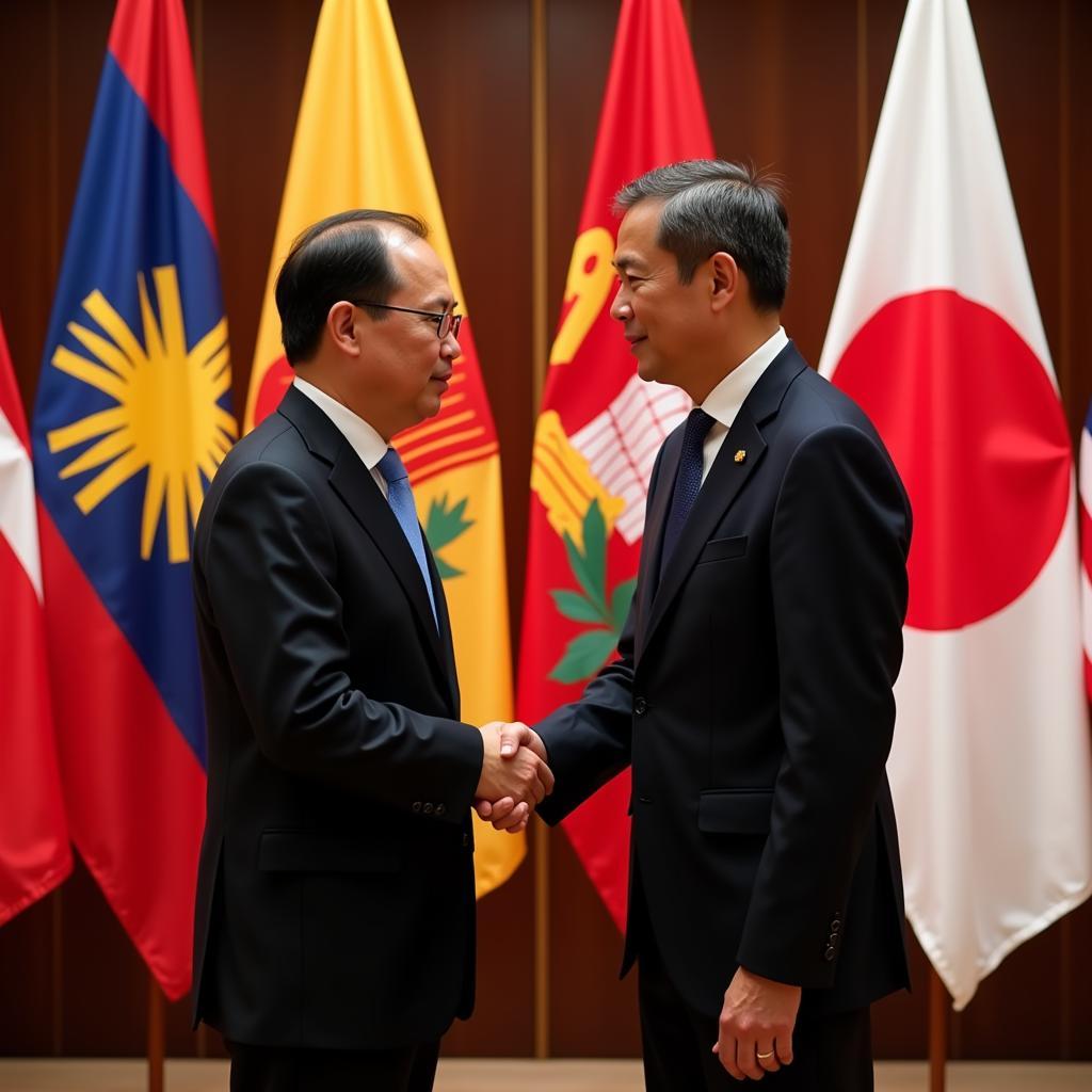 ASEAN and Japanese business leaders shaking hands at a summit