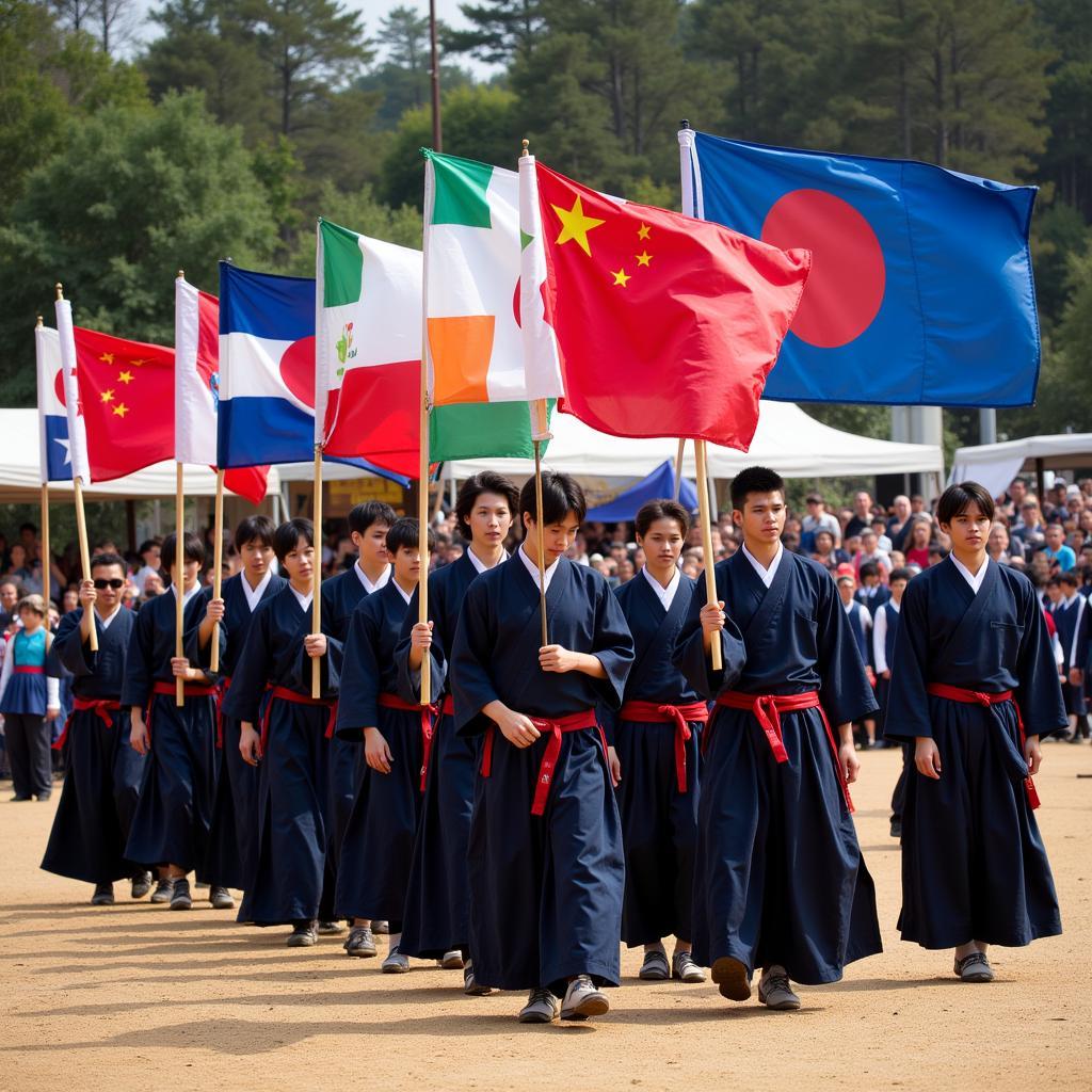 Athletes from different Southeast Asian countries parade during the opening ceremony