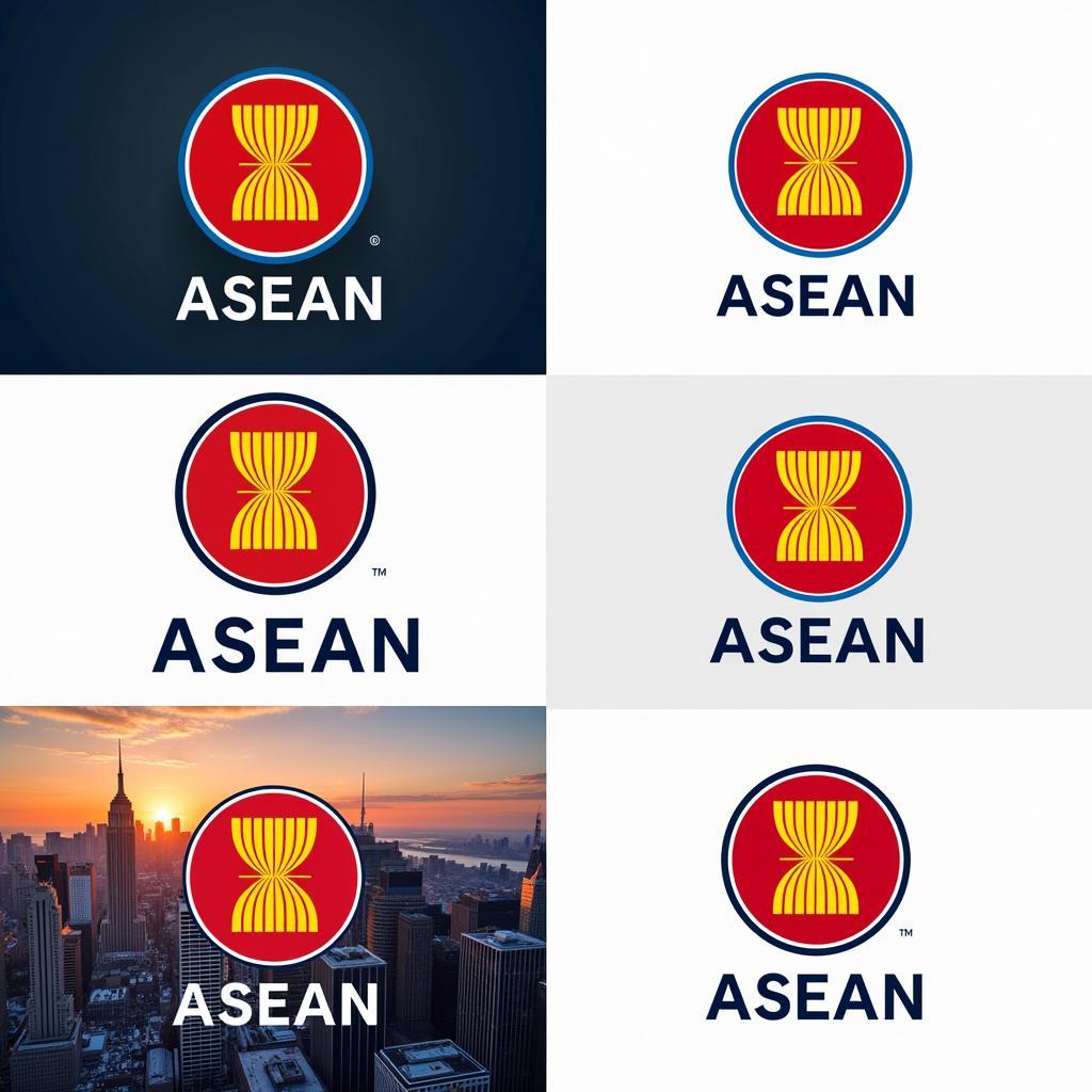 ASEAN logo on a variety of backgrounds