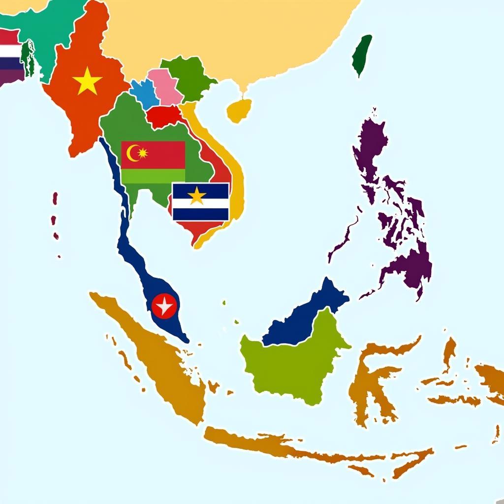 Map of ASEAN Countries with Flags