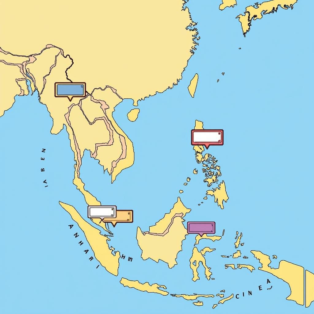 ASEAN map with flashcards