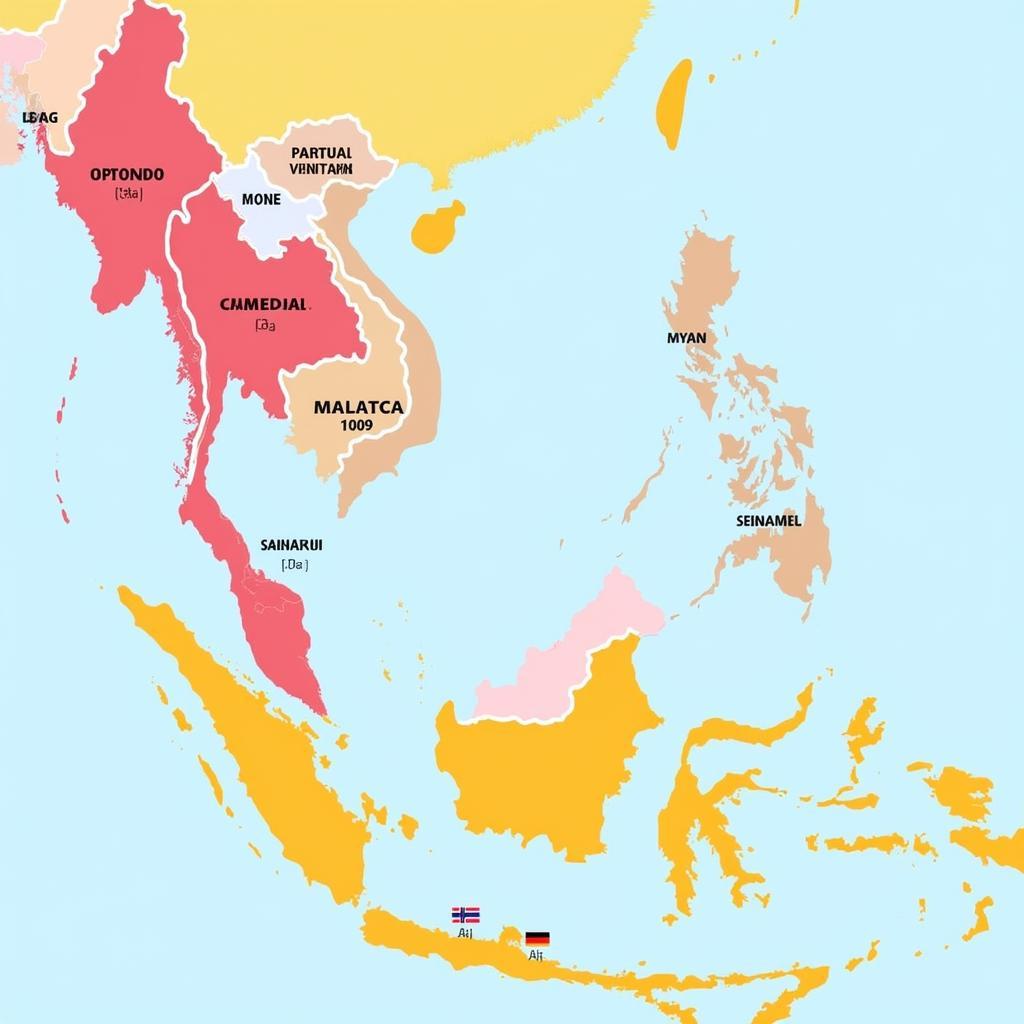 ASEAN Map with Flags