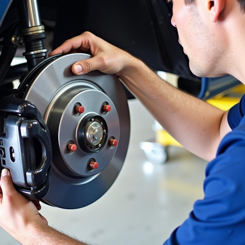 ASEAN Mechanic Working on Car Brakes