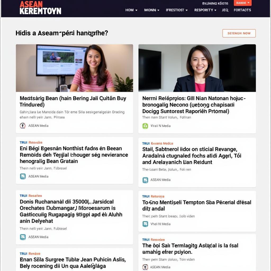 ASEAN Media Multilingual Resources: Website interface displaying content in different Southeast Asian languages.