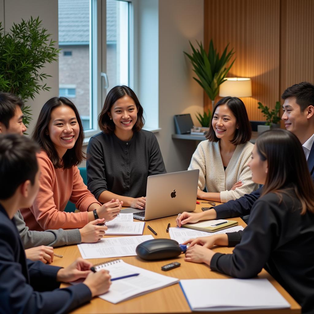 A group of ASEAN media professionals in a conference room