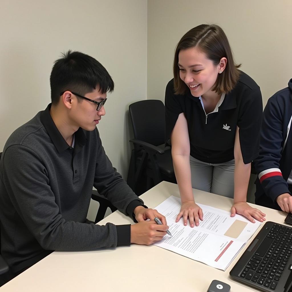 ASEAN Media team assisting a student