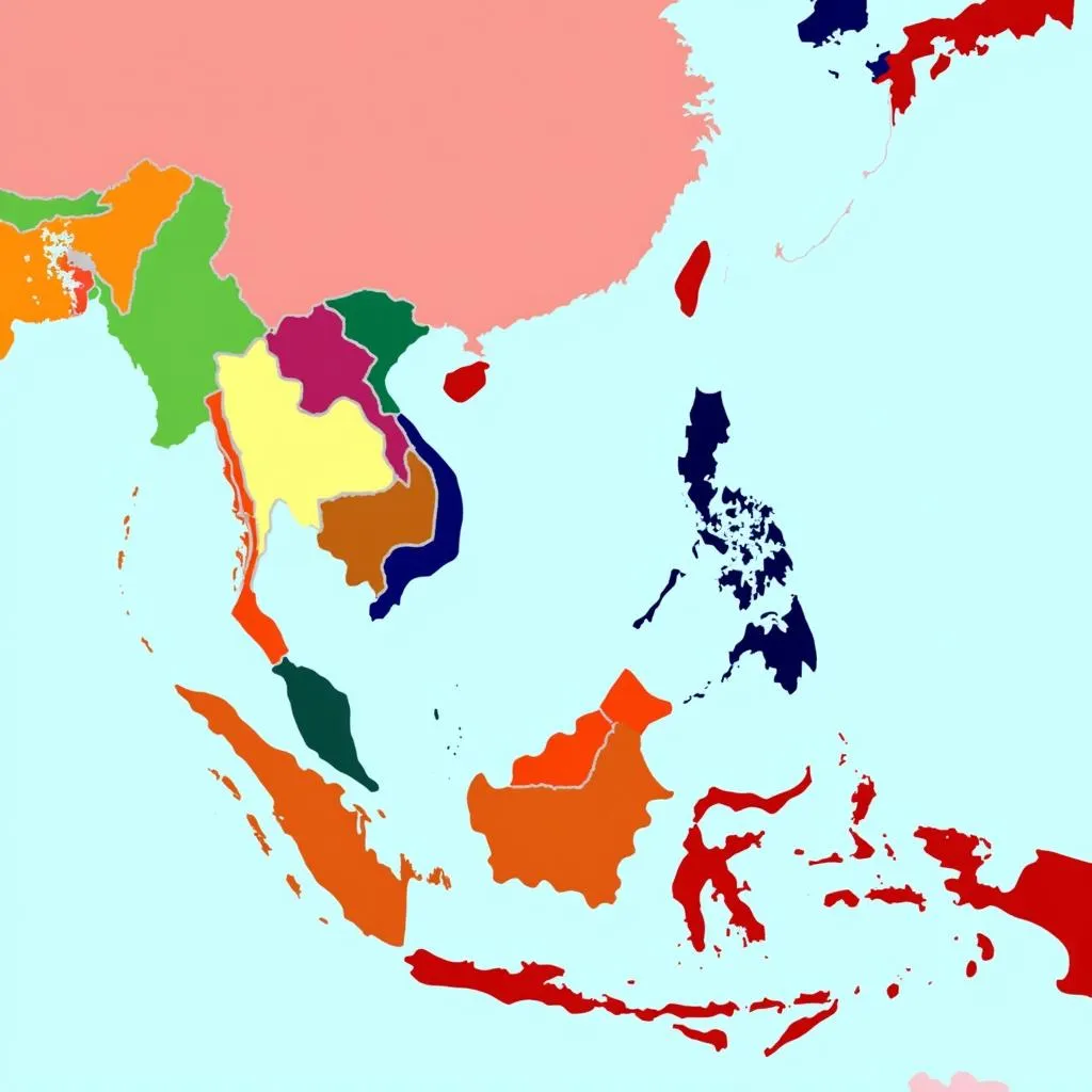 Map highlighting ASEAN member states