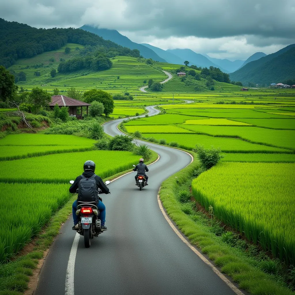 Motorcycle journey through Southeast Asia.