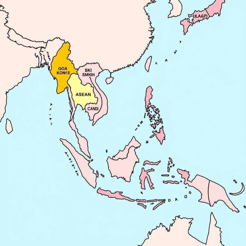 Map highlighting ASEAN member states and their neighbors