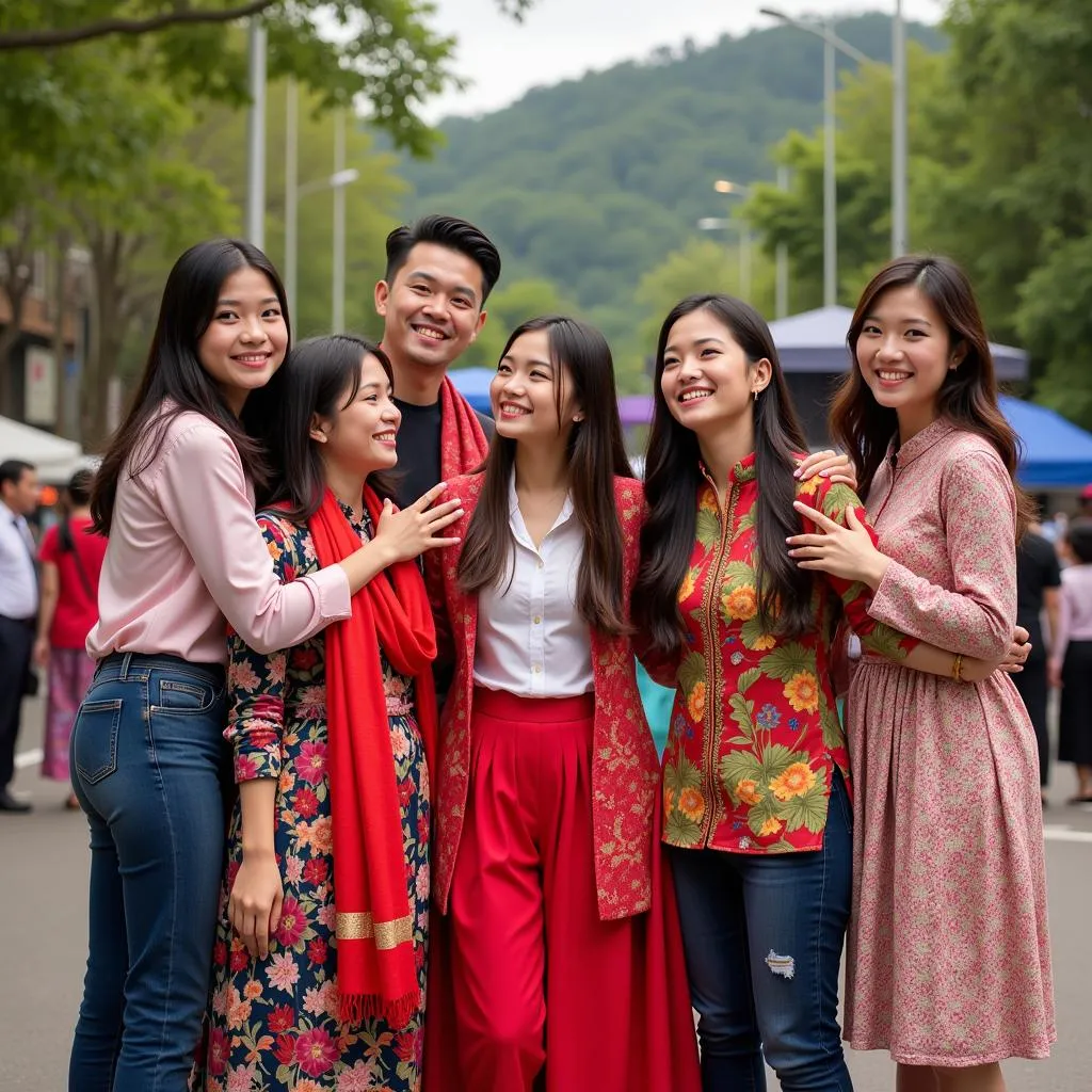 People from different ASEAN countries celebrating together