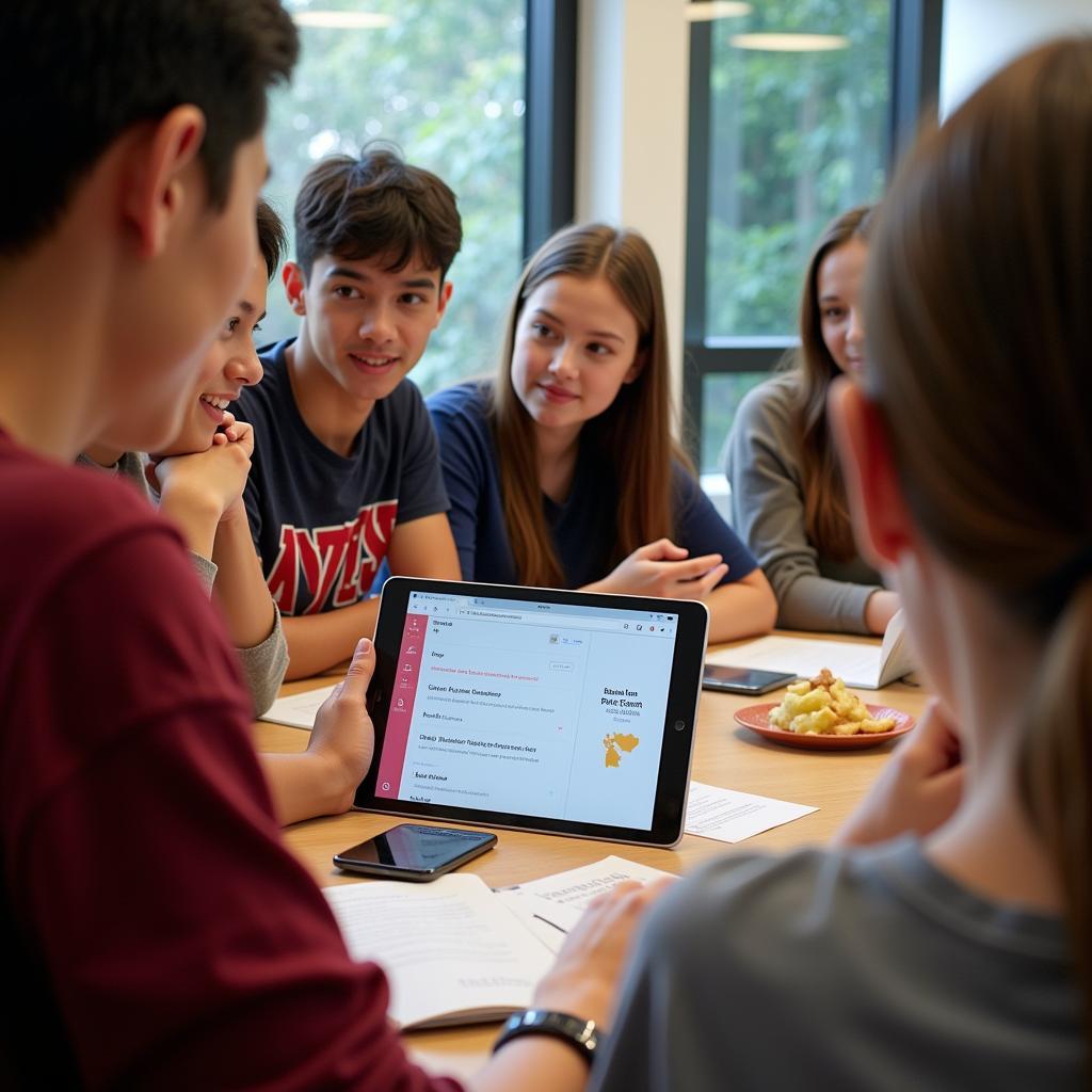 Students studying ASEAN topics with Quizlet