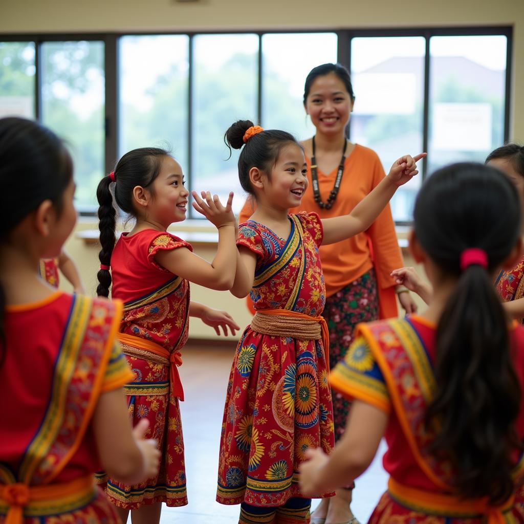 Students learning traditional Southeast Asian dance at Asean School Bronx