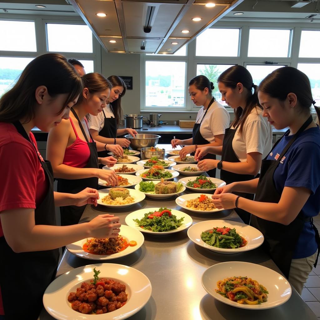 Students at Asean School Bronx learning to make traditional Southeast Asian cuisine. 