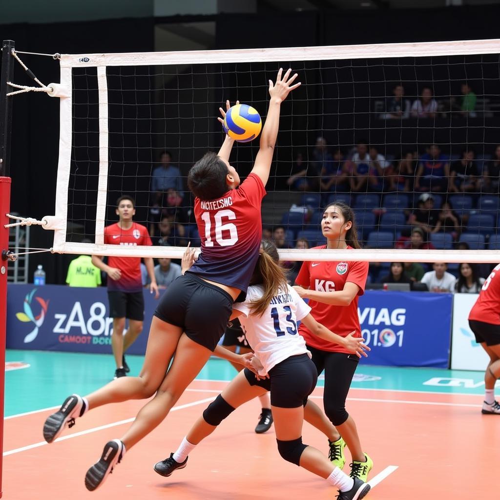 Action from the 9th ASEAN School Games 2017 Volleyball Tournament