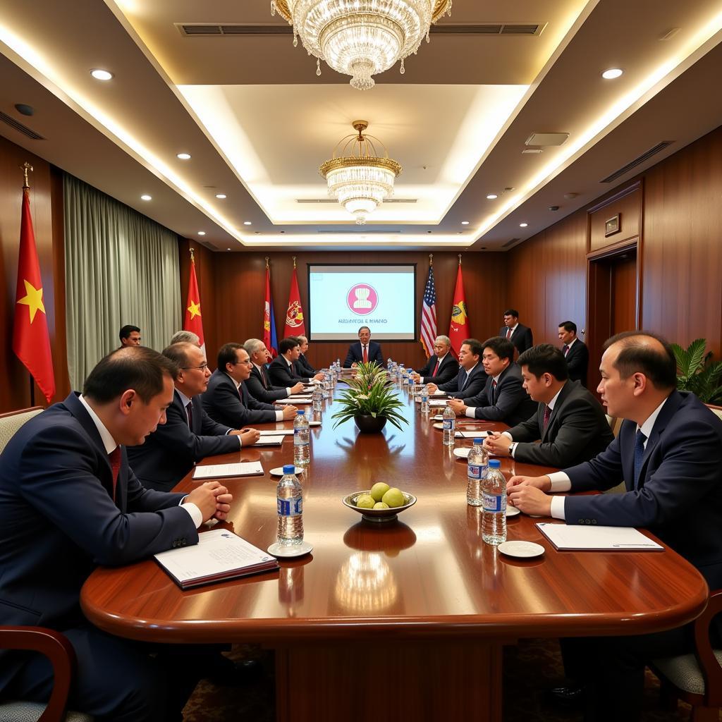 A meeting taking place inside the ASEAN Secretariat building