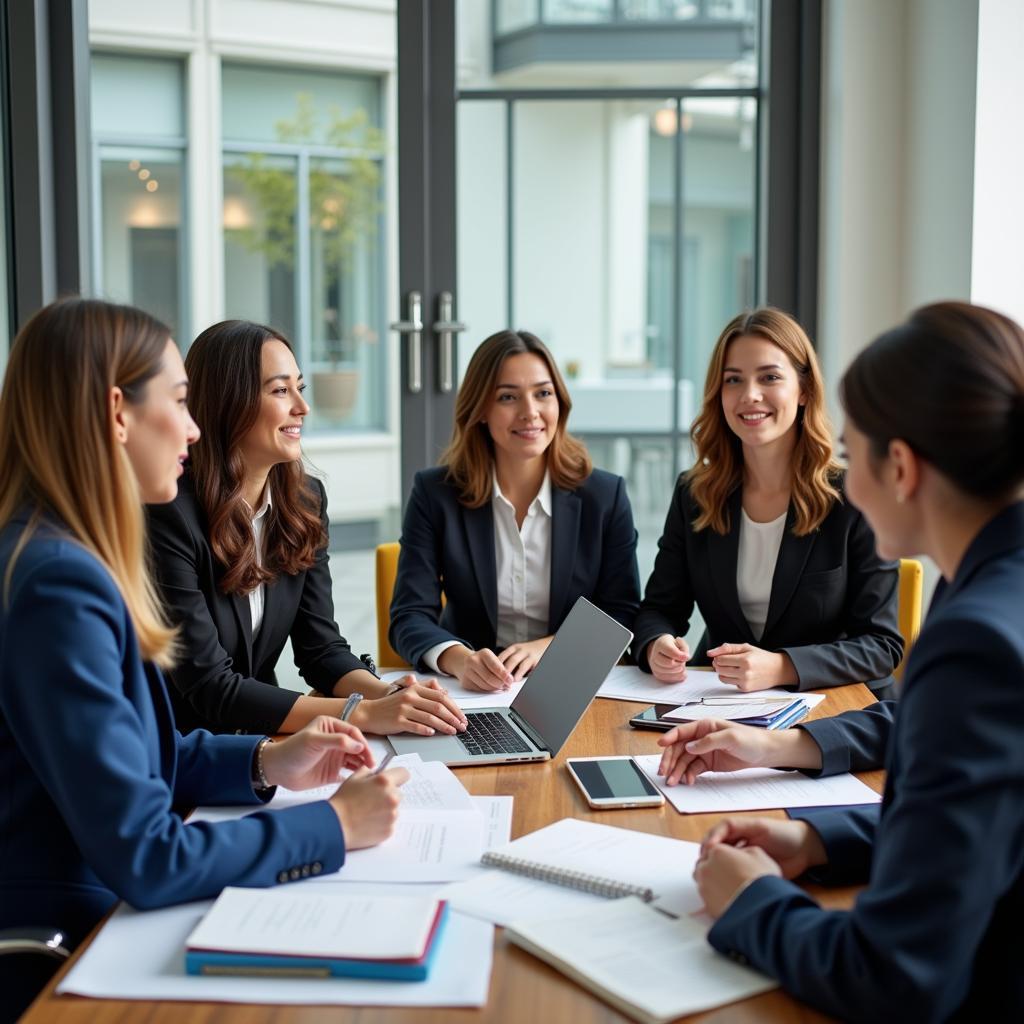 Business people from ASEAN and Spanish-speaking countries collaborating in a meeting