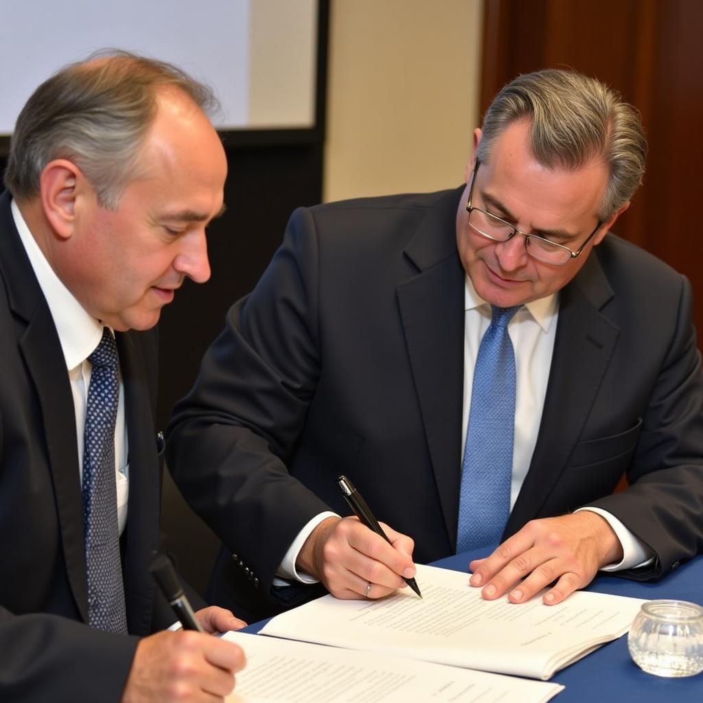 Representatives from leading ASEAN steel companies signing a collaborative agreement at the forum