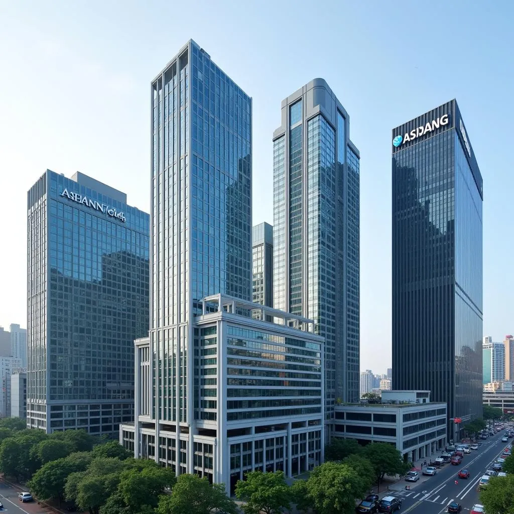 Modern stock exchange buildings in major ASEAN cities