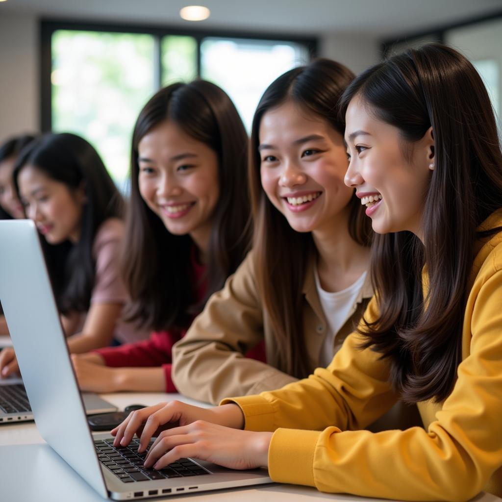 Students using online platform for ASEAN student registration