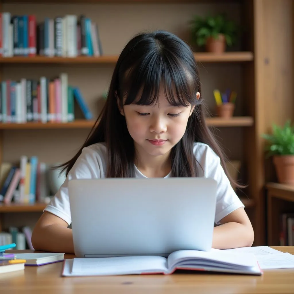 ASEAN Student Studying with Laptop