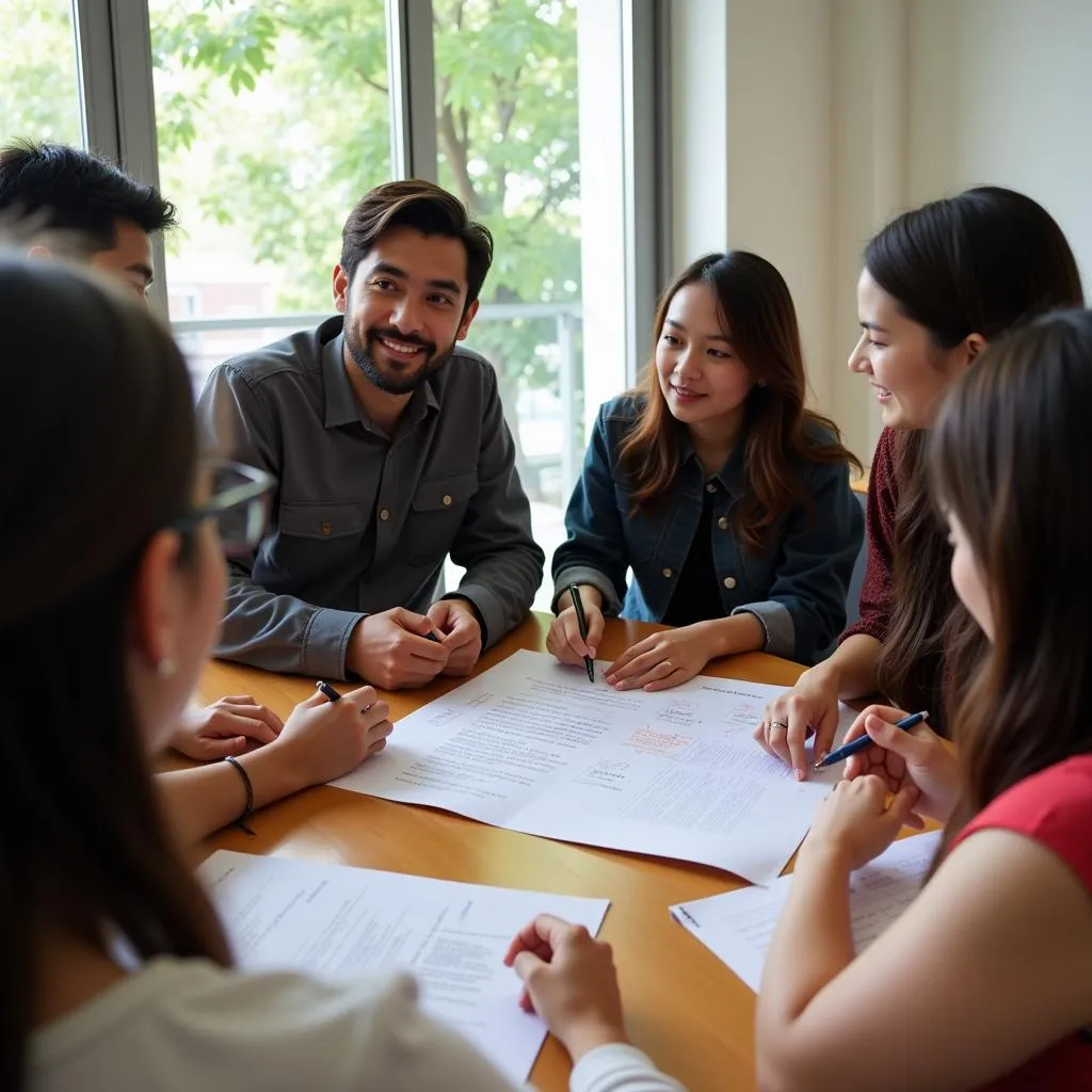 Students from ASEAN countries collaborating on a project