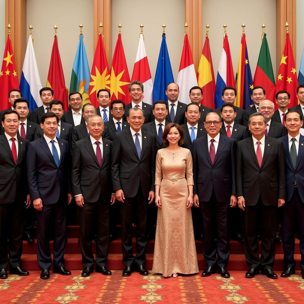 ASEAN leaders and dialogue partners gather for a group photo