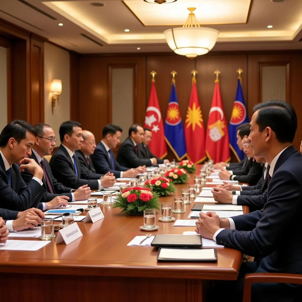 Delegates from ASEAN countries at a summit meeting